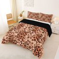 thumbnail image 3 of Homewish Brown Cheetah Print Full Size Comforter Sets, Animal Bedding Comforter Set, Black Reversible, 3pcs 1 Comforter and 2 Pillowcases, 3 of 6