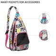 thumbnail image 2 of Aesthetic Sling Backpack - Fashion Forward Colorful Abstract Print Crossbody Bag, Multi-Pocket Organization, 2 of 4