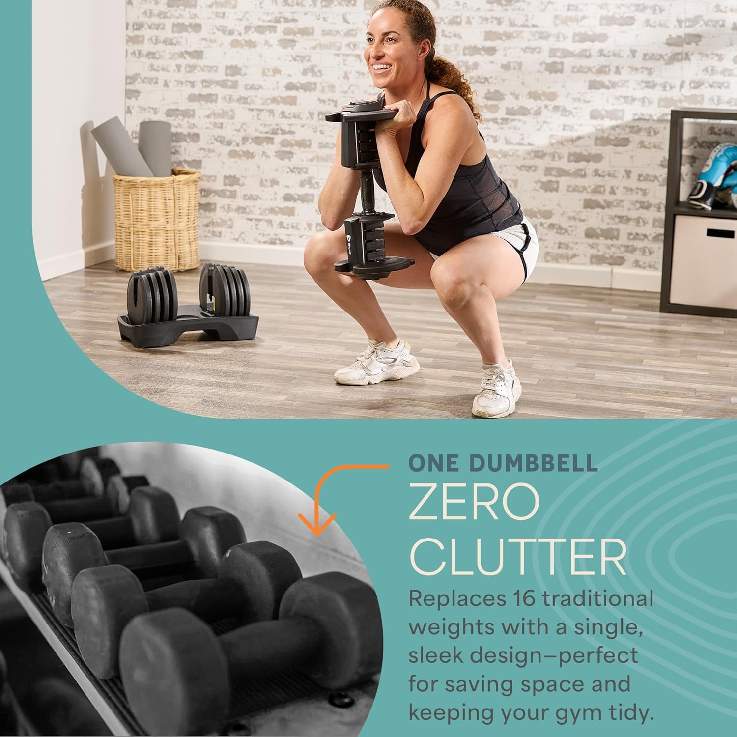 LifePro 90lb Single Adjustable Dumbbell - Quick Dial Weight Set for Home Gym Strength Training - Iron & Non-Slip