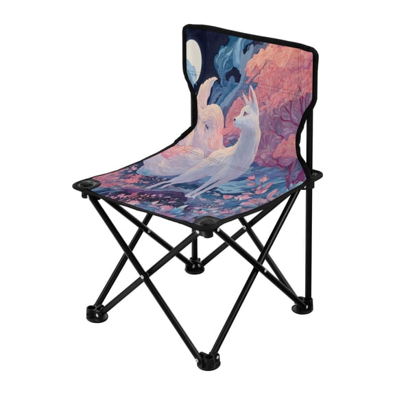 Folding Chair（Maximum weight capacity 220lb）Camping Chair For Camping Picnicking Outdoor Beach and Travel Nine Tails Fox