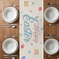 thumbnail image 4 of Table Runner 108 Inches Long for Kitchen Dining, Easter Dresser Scarf Farmhouse, Dining Table Decorations for Wedding/Parties, Turquoise Truck Colorful Eggs Tree Gnomes Rabbit 13 x 108 In, 4 of 8