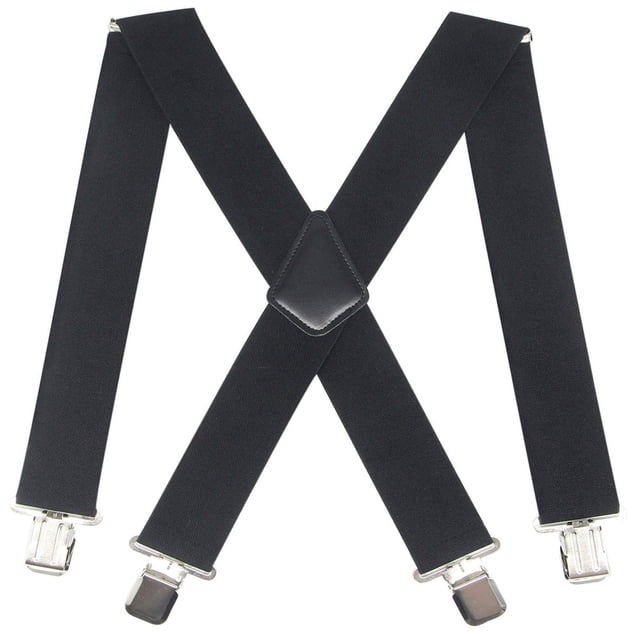 SUTENGDA Bretelles Larges 2 Pouces pour Hommes Clips Robustes Réglables Élastiques Grande Taille Dos Nageur (Noir)