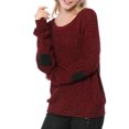 thumbnail image 1 of Unique Bargains Junior's Pullover Drop Shoulder Elbow Cat Patch Loose Sweater Pullover, 1 of 5