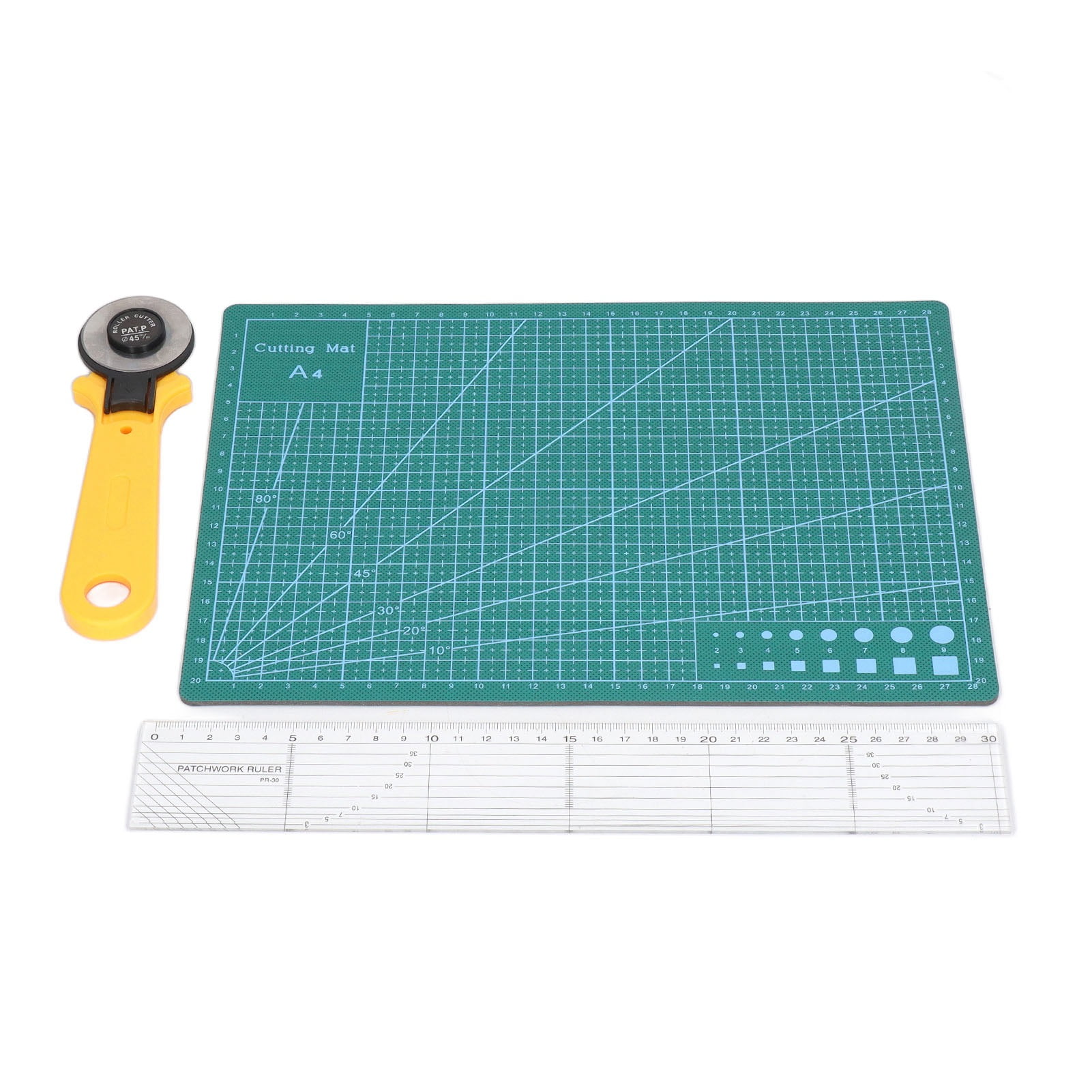 Fyydes A4 Cutting Mat,Self Healing Sewing Mat Set A4 Clear Size Safe Button Sewing Accessories with 45mm Revolving Cutter for  Crafts Quilting,Cutting Mat