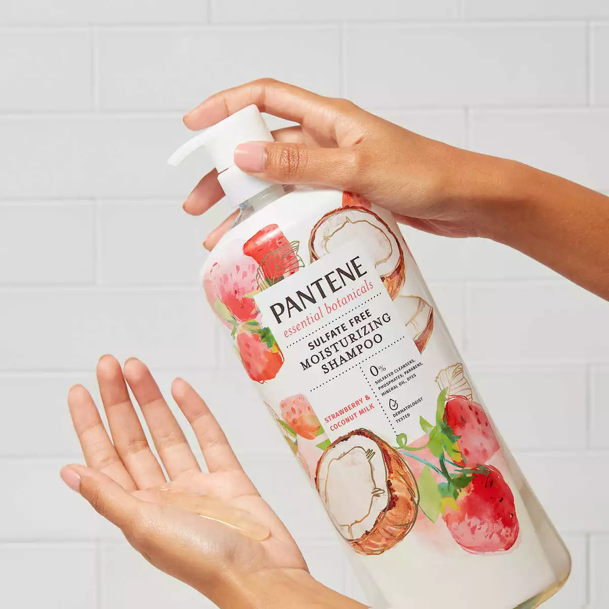 Pantene Essential Botanicals Strawberry Coconut Milk Shampoo & Conditioner Set, 38.2FL Each