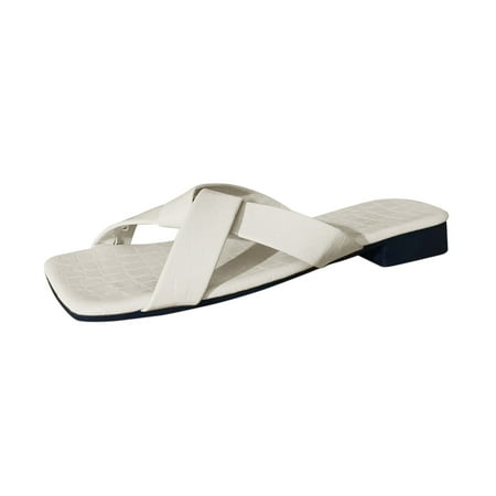

Women s Flat Sandals 2023 Summer Dressy Shoes Cute Gladiator Slippers Square Toe Casual Holiday Essential Size UK Slides Beach Sandals Clearance Shoes for Women