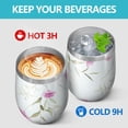 thumbnail image 4 of Floral 12oz Stainless Steel Insulated Wine Tumbler with Lid and Straw – Double Wall Vacuum Mug for Hot & Cold Drinks, 304 Steel Interior, Sweat-Free Design,Thanksgiving,Christmas, Spring,Flower, 4 of 5