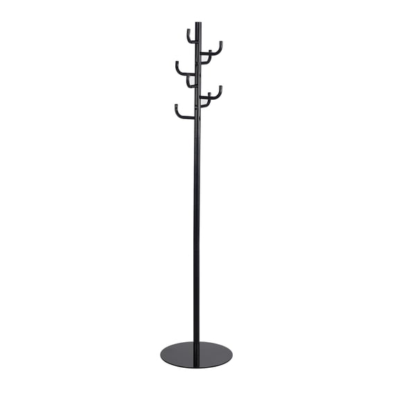 Maklaine Traditional Steel Hook Head Coat Rack in Black - 15"W x 68"H