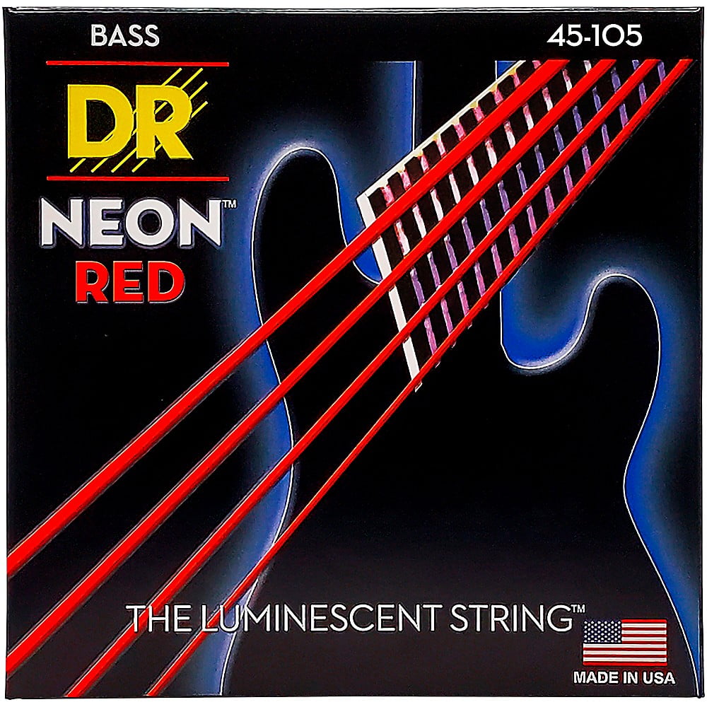 DR Strings HiDef NEON Red Coated Medium 4String (45105) Bass Guitar
