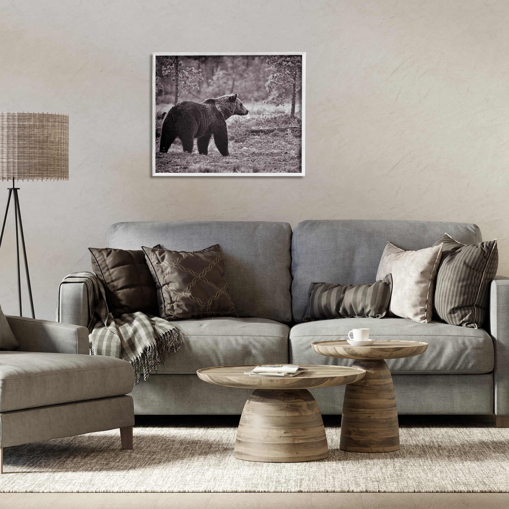 Stupell Industries Bear Stepping in Forest Animals & Insects Photography White Framed Art Print Wall Art, 30 x 24