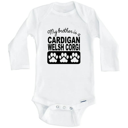 

My Brother Is A Cardigan Welsh Corgi One Piece Baby Bodysuit One Piece Baby Bodysuit (Long Sleeve) 3-6 Months White