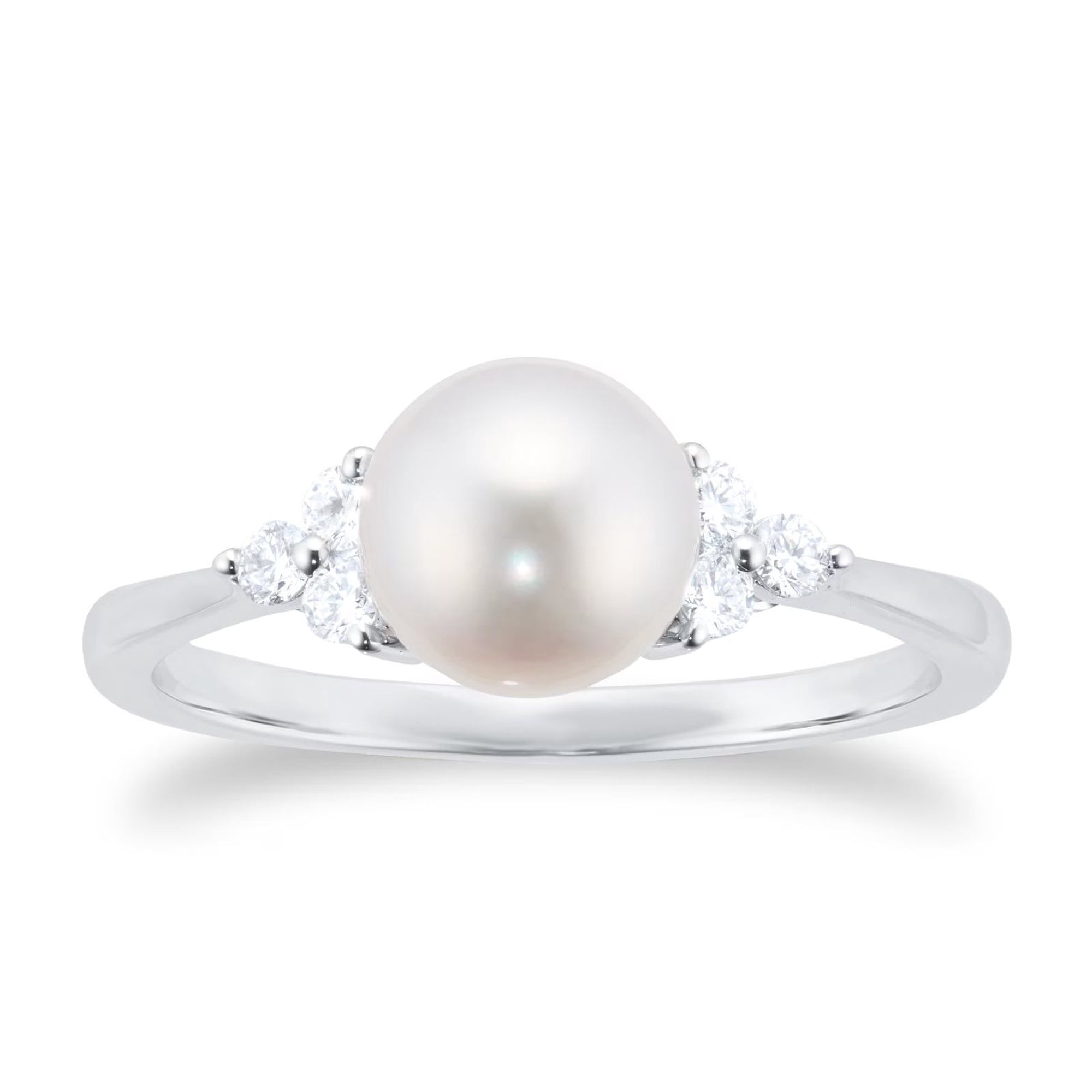 Elegant AKOYA Pearl And 0.15CT Diamond Engagement Ring, Wedding Ring, Women Anniversary Gift, June Birthstone Ring,Natural Pearl Ring