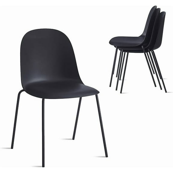 Dining Chairs 4-Pack, Stackable Heavy-Duty for Indoor/Outdoor, Black