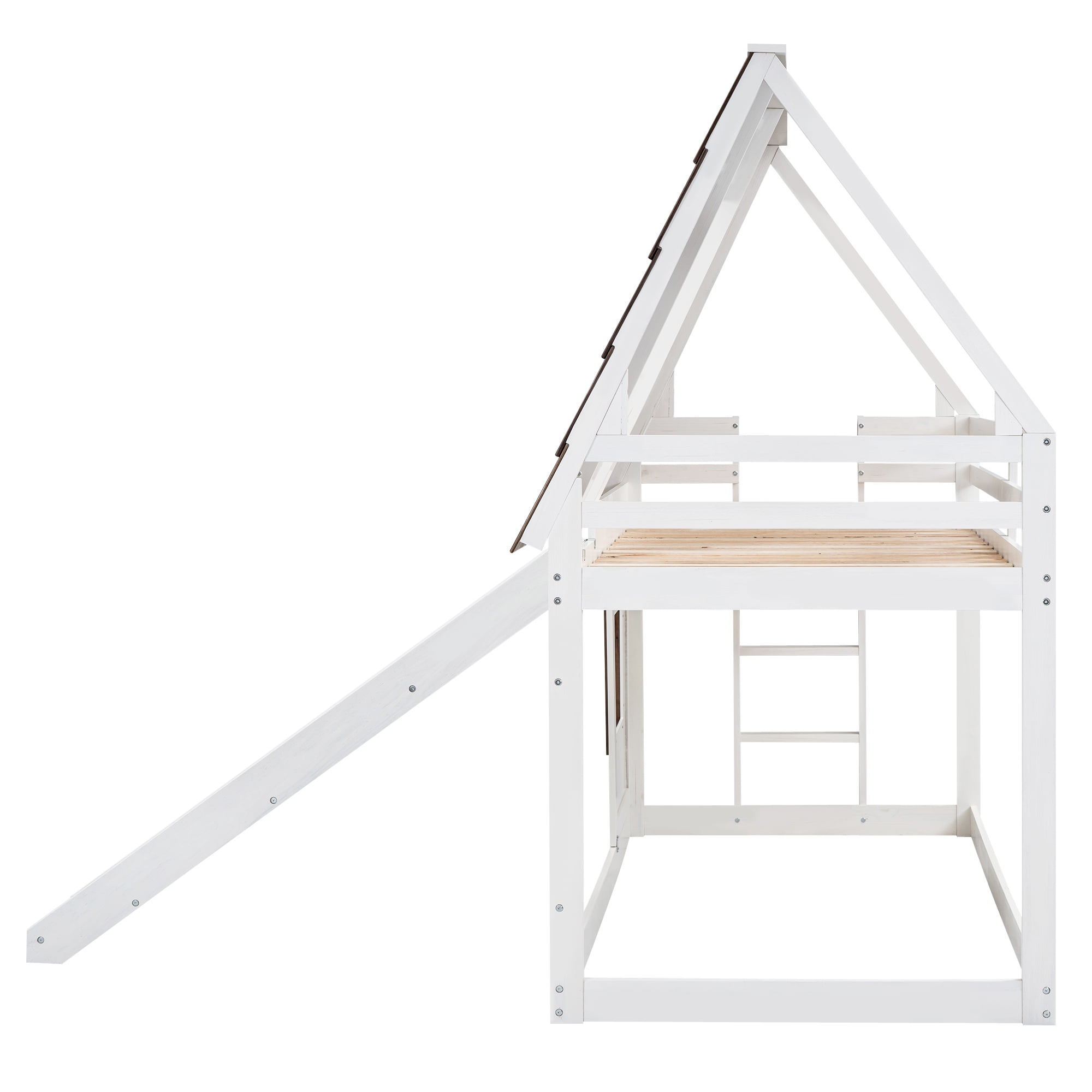 Euroco Pine Wood Bunk Bed, Twin for Kids Teens Bedroom, White