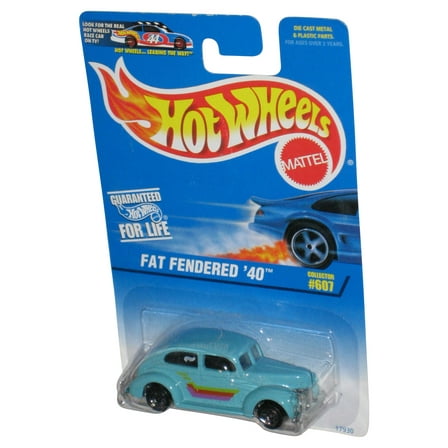 Hot Wheels Fat Fendered '40 (1996) Mattel Light Blue Collector Toy Car #607
