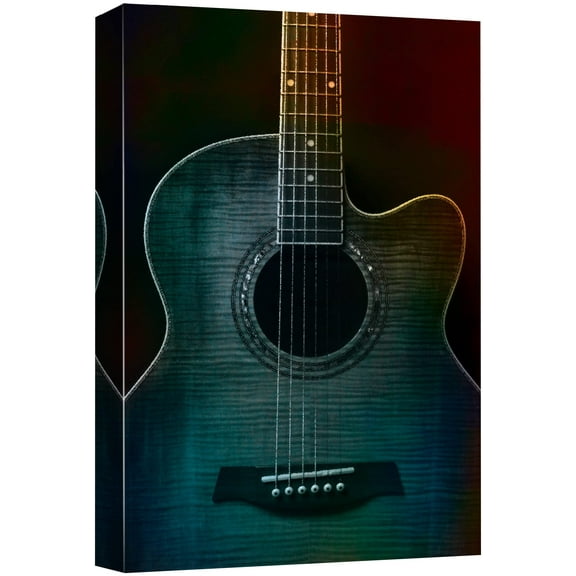 wall26 - Colorful Guitar Painterly on Black - Beautiful Detail of Acoustic Guitar - Six String - Canvas Art Home Art - 32x48 inches