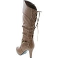 thumbnail image 3 of Top Moda Womens Page-65 Knee High Round Toe Lace-up Slouched High Heel Boots, 3 of 7