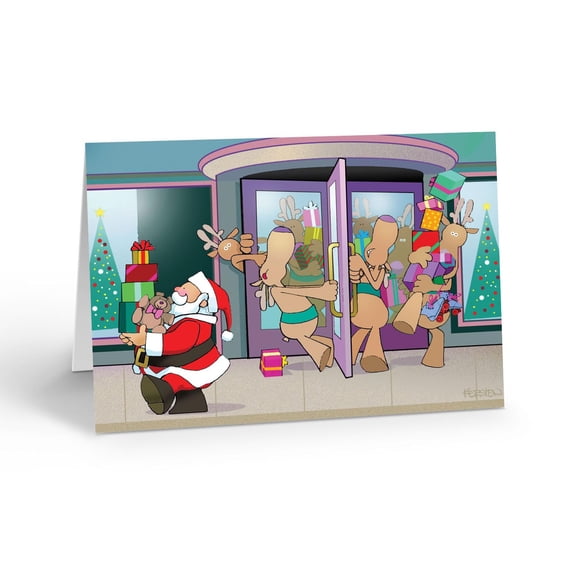 Stonehouse Collection | Shopping Santa Christmas Cards | Department Store Christmas Cards | 12 Christmas Cards & Envelopes (Department Store)