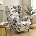 thumbnail image 3 of Wing Back Chair Covers with Arms Piece Slipcovers for Armchair Washable Stretch Print Pattern Wingback Chair Cover Furniture Protector Geometry, 3 of 7