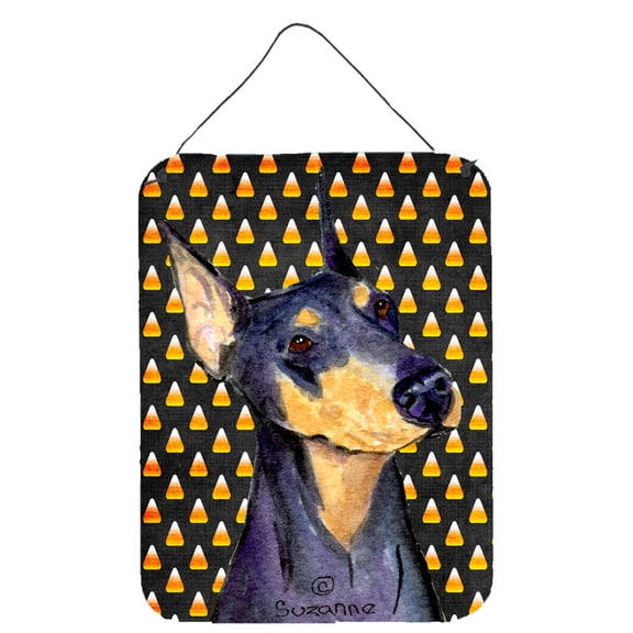 Carolines Treasures SS4288DS1216 Doberman Candy Corn Halloween Portrait Wall or Door Hanging Prints 12WX16H multicolor