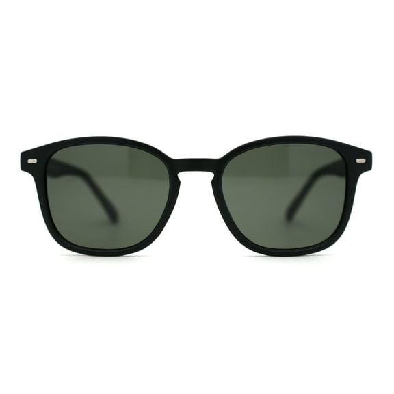 Mens Hipster Thin Plastic Keyhole Sunglasses Matte Black Green