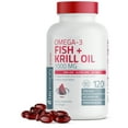 thumbnail image 3 of Bronson Omega-3 Fish + Krill Oil 1000MG Support Heart, Joint, Brain & Eye Health - Heavy Metal Tested - NON-GMO, 120 Softgels (60 Servings), 3 of 4