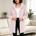 thumbnail image 4 of BXJX Womens Fleece Hooded Jackets, Full Zip Warm Long Sleeve Mid-length Fall Winter Outerwear Pink Size L, 4 of 9