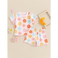 thumbnail image 4 of Suealasg Kids Baby Girls Summer Outfits 6M 1T 2T 3T 4T Short Sleeve Colorful Floral Print Tops Elastic Waist Shorts 2Pcs Causal Beach Vacation Clothes for Toddler Girls, 4 of 9