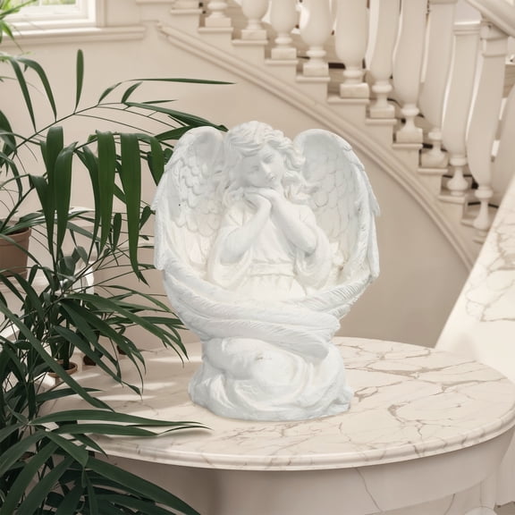 LENLN Resin Kneeling Girl Angel Statue, Girl Angel Figurine Sculpture, Angel Wings Statue for Home Decor or Garden Memorial Decor