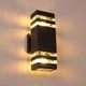 thumbnail image 1 of Apliques de pared para exteriores, luz de porche exterior impermeable negra, lámpara de pared moderna para patio arriba y abajo para puerta de entrada, balcón, garaje, jardín, aluminio + vidrio, 1 of 5