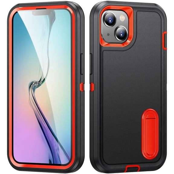 JTCASES Compatible with iPhone 15 Plus Case Heavy Duty Protective Rugged Phone Case, Full Body Anti-dust Shockproof Drop Proof Armor Durable Cover Case for iPhone 15 Plus 6.7 inch, Black/Orange