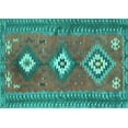thumbnail image 1 of Ahgly Company Indoor Rectangle Oriental Turquoise Blue Traditional Area Rugs, 3' x 5', 1 of 4