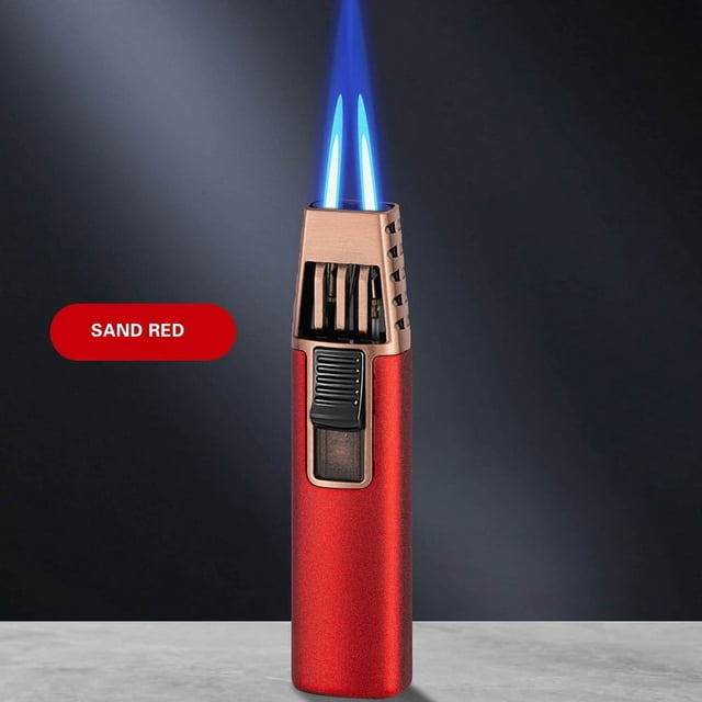 SUTENGDA Windproof Blue Flame Butane Torch Lighter with Adjustable Flame Settings Refillable Alloy Body Ceramic Heat Insulation & Fire Lock 1300°C Max Temperature Compact 96x23x17mm