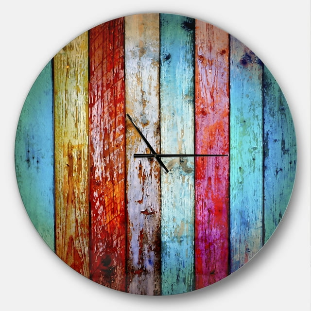 Designart 'Vintage Wooden Pattern ' Farmhouse wall clock