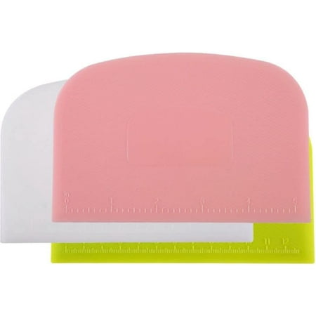 

Dough Scraper Bread Dough Plastic Bowl Scraper Nonslip Bench Cutter Chopper Multi-Function Kitchen Tool(Green&White&Pink)