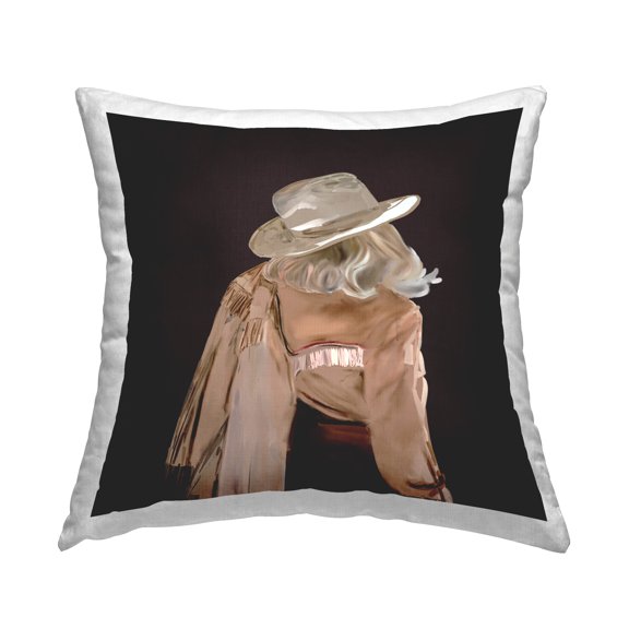 Stupell Industries Cowgirl on Black Decorative Printed Throw Pillow Design by Amelia Noyes