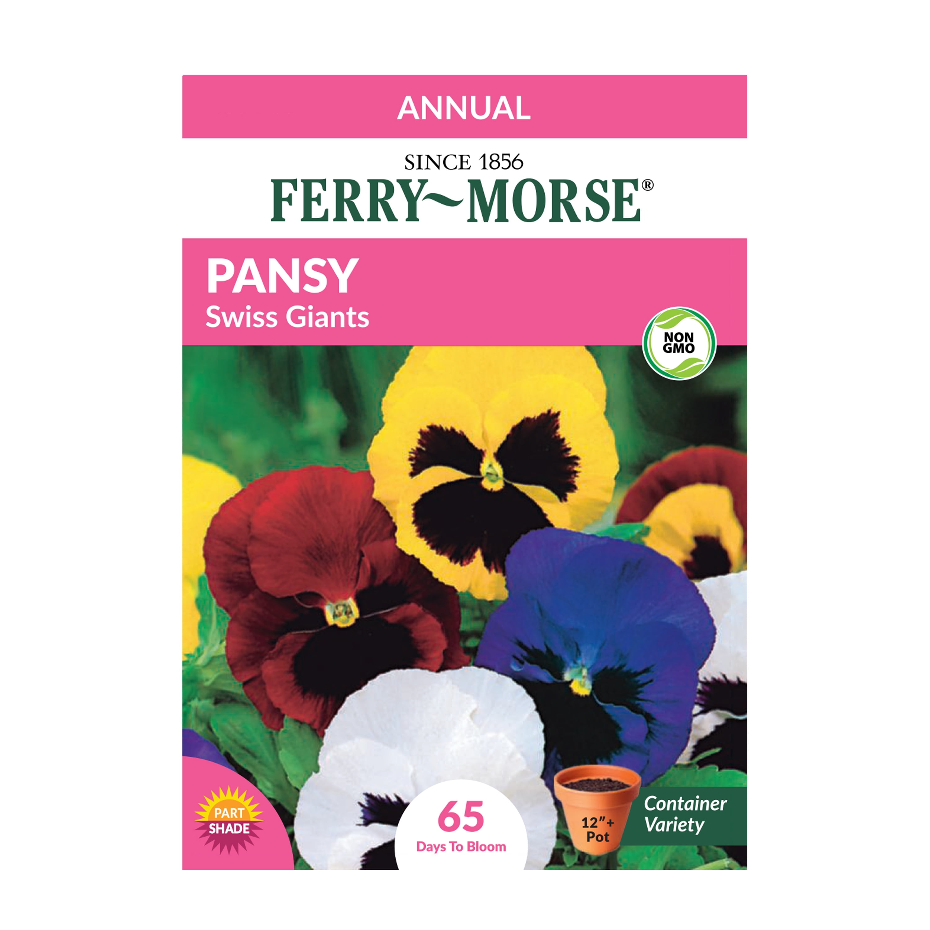 Ferry-Morse 12MG Pansy Swiss Giants Mixed Colors Flower Seeds (1 Pack)- Seed Gardening, Full Sunlight