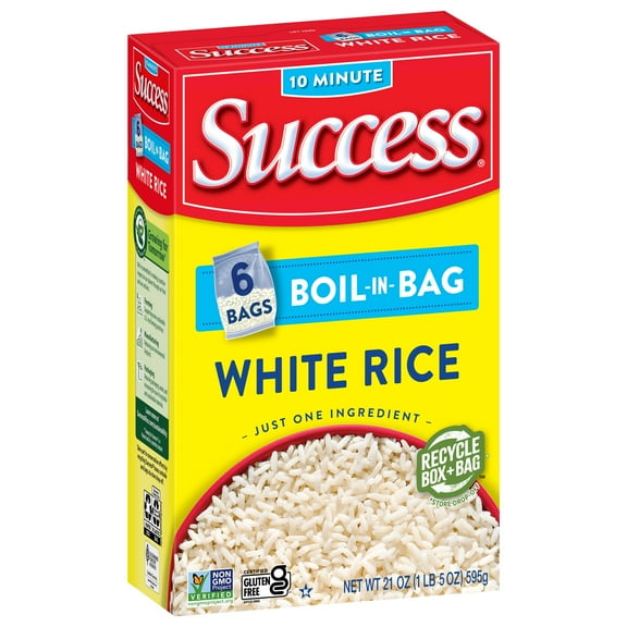 Success Boil-in-Bag Rice, Precooked Long Grain White Rice, 21 oz, 6 Bags