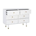 thumbnail image 4 of Linon Alick Wood Geo Texture 6 Drawer Dresser with Gold Hardware in Glossy White, 4 of 18
