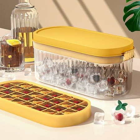 

Scnor Ice Trays Get Ice Cubes With One Press Ice Trays For With Lid And Bin Comes With Ice Container Ice Scoop，Frozen Cocktail Whiskey TeaCoffee