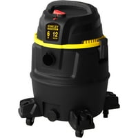 Stanley Wet/Dry Vacuum, 6 Peak HP, 12 gal, Poly, SL18501P-12A