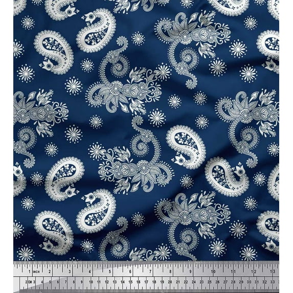 Soimoi Moss Georgette Fabric Floral & Paisley Decor Fabric Printed Yard 42 Inch Wide
