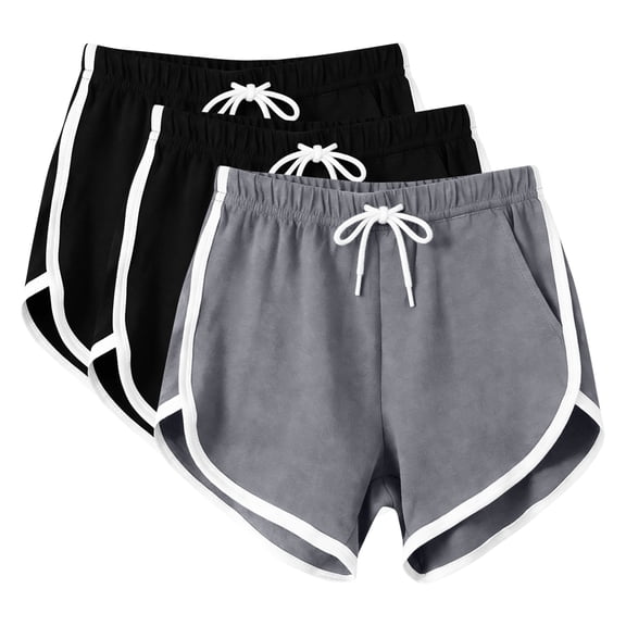 Tsesme 3pc Athletic Shorts for Women Summer Lightweight Running Workout Shorts with Pockets Comfy Breathable Home Daily Shorts,Gray,XXL