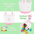 thumbnail image 3 of PinkSheep Easter Basket, Small Woven Easter Bunny Gift Storage Basket Rabbit Baskets Empty with Plastic Wrap Bag & Ribbons, Pink, 3 of 10
