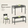 thumbnail image 3 of Kitchen Table Set for 4, Lofka Dining Table Set with MDF Bench, Chair and Storage Rack for Small Spaces|Studio|Kitchen, Black, 3 of 8