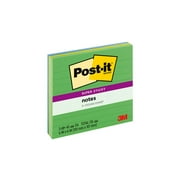 Post-it Super Sticky Notes, Lined, 4 in x 4 in, Assorted Greens and Blue, 3 Pads