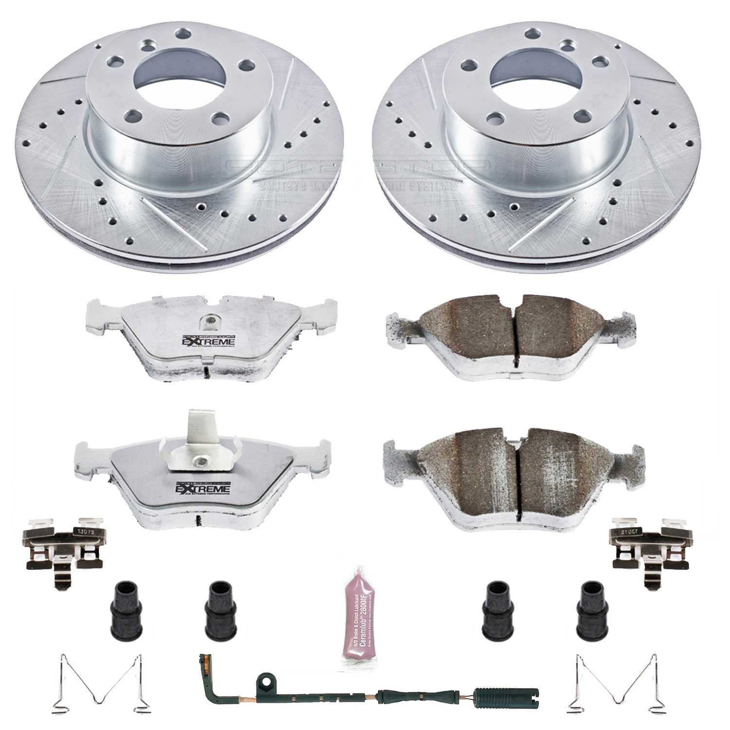 PowerStop Front Z26 Street Warrior Carbon-Fiber Ceramic Brake Pad and Drilled and Slotted Rotor Kit Fits: BMW Select Models K628-26