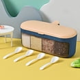 thumbnail image 4 of Nkmbld Spice Storage Containers with 4 Grids and 4 Spoons Kitchen Condiment Jar, Blue, 4 of 8