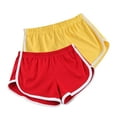 thumbnail image 2 of FRSASU 2 Pack Women's Cotton Yoga Dance Shorts Pant Elastic Waist Striped Casual Summer Athletic Workout Sports Shorts Yellow, 2 of 3
