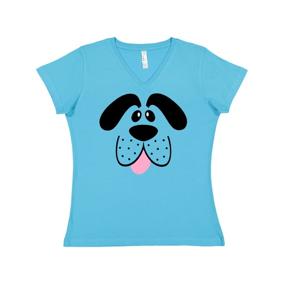 Inktastic Cute Dog Face Women's V-Neck T-Shirt